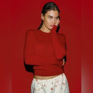 Reformation lian cashmere sweater in lipstick - size s